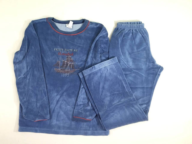 Pyjama 2pc velours bleu bateau, moins cher chez Petit Kiwi
