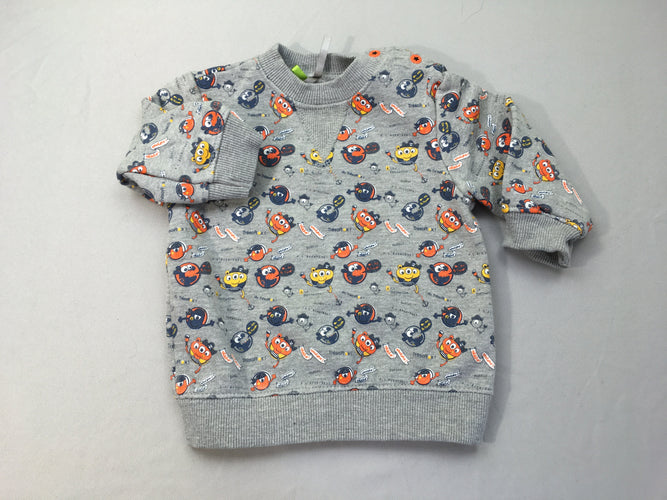 Sweat gris chiné monstres, moins cher chez Petit Kiwi