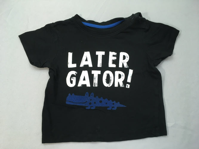 T-shirt m.c noir later crocodile, moins cher chez Petit Kiwi