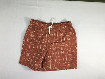 Maillot short brun/ocre palmiers