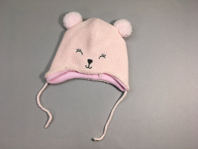 Bonnet rose doublé polar oreilles, moins cher chez Petit Kiwi