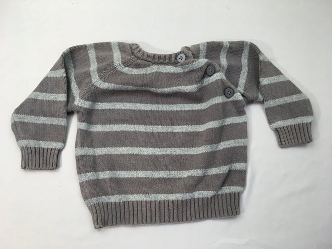 Pull gris rayé, moins cher chez Petit Kiwi