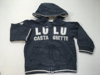 Sweat zippé à capuche bleu foncé Lulu