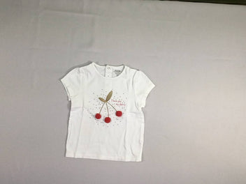 T-shirt m.c blanc cerises pompons