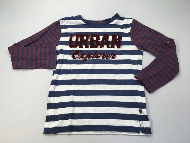 T-shirt m.l rayé gris chiné/bleu URobean, moins cher chez Petit Kiwi