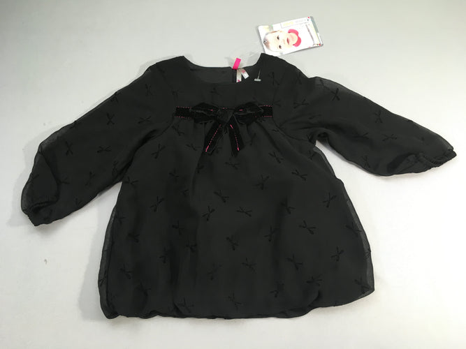 NEUF Robe m.l voile noir noeud, moins cher chez Petit Kiwi