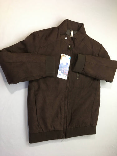 NEUF Veste brun foncé effet daim sans capuche, moins cher chez Petit Kiwi