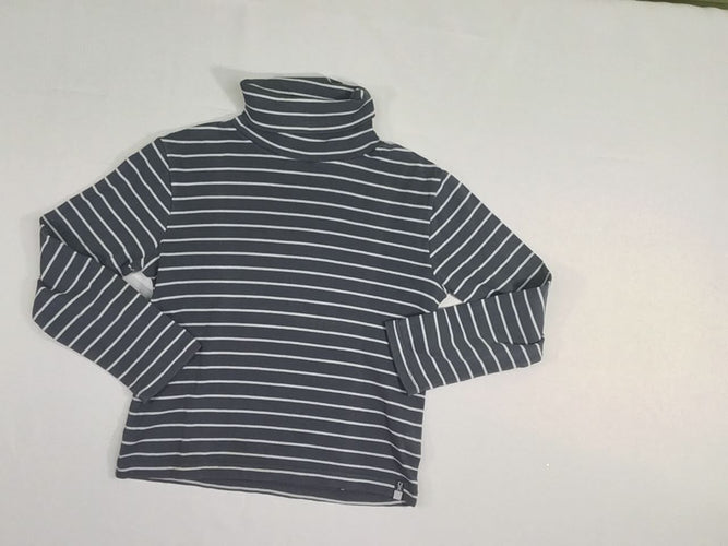 T-shirt m.l gris foncé rayé col roulé, moins cher chez Petit Kiwi