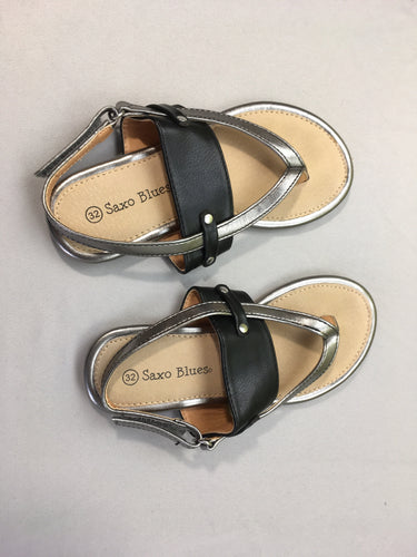 NEUF Sandales gris/noir, 32 Saxo Blues, moins cher chez Petit Kiwi
