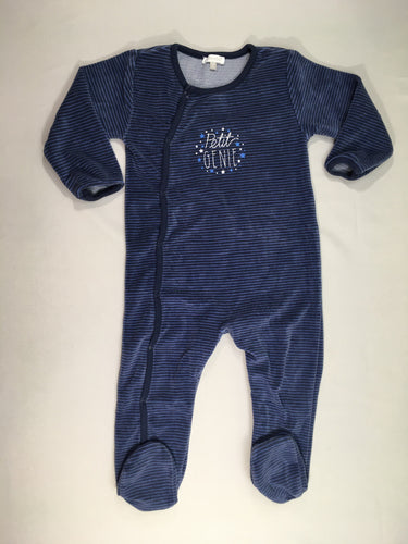 Pyjama velours bleu rayé petit génie, moins cher chez Petit Kiwi