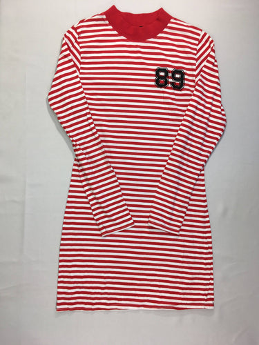 Robe m.l jersey rouge rayé blanc 89 S, moins cher chez Petit Kiwi