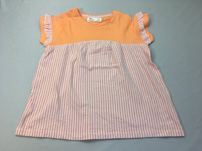 T-shirt m.c orange coton rayé, moins cher chez Petit Kiwi