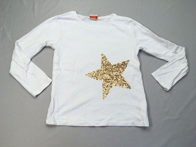 T-shirt m.l blanc étoile dorée sequins, moins cher chez Petit Kiwi