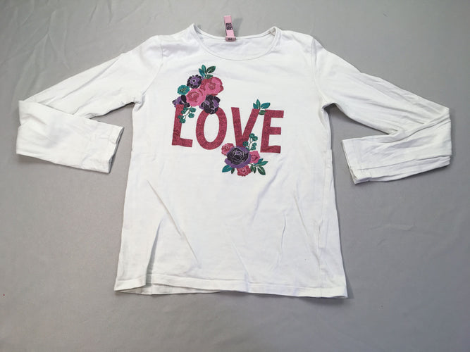 T-shirt m.l blanc flammé Love, moins cher chez Petit Kiwi
