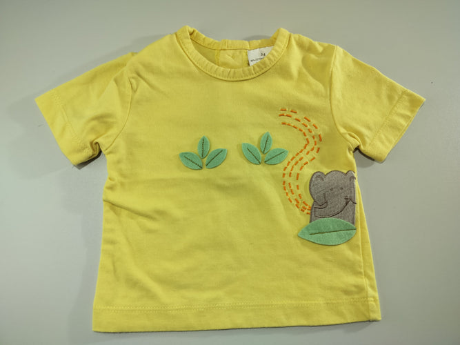 T-shirt m.c jaune  éléphant, moins cher chez Petit Kiwi
