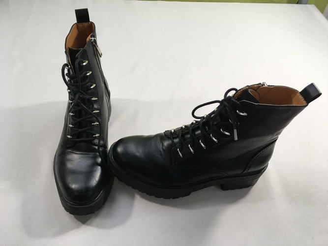 Excellent état-Bottines noires montantes (zip coté), moins cher chez Petit Kiwi