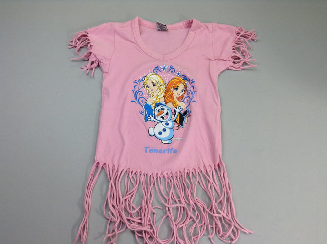 T-shirt m.c rose reine des neiges franges, moins cher chez Petit Kiwi
