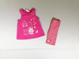 Robe s.m jersey rose Minnie + Legging rayé